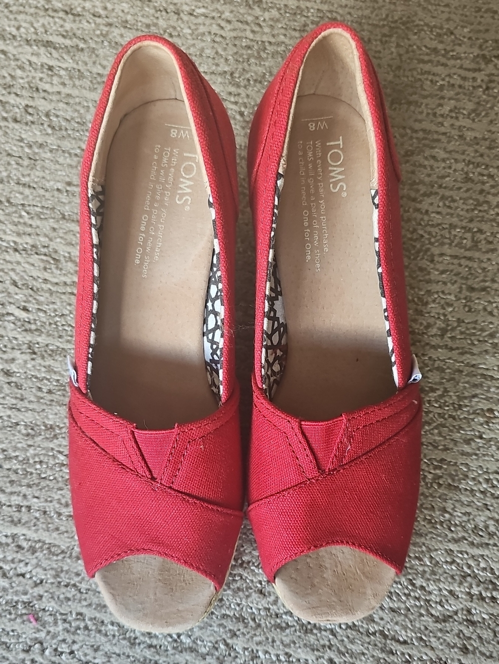 TOMS Red Canvas Slip-On Espadrille Flats